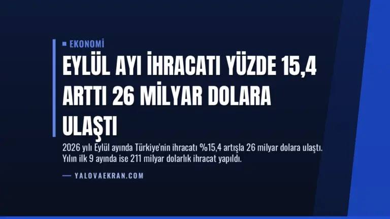 Eylül Ayı İhracatı Yüzde 15,4 Arttı 26 Milyar Dolara Ulaştı