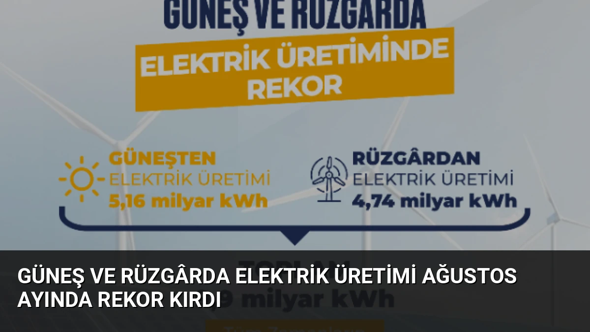 Güneş ve Rüzgârda Elektrik Üretimi Ağustos Ayında Rekor Kırdı