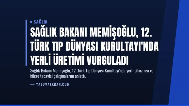 Sağlık Bakanı Memişoğlu, 12. Türk Tıp Dünyası Kurultayı'nda Yerli Üretimi Vurguladı