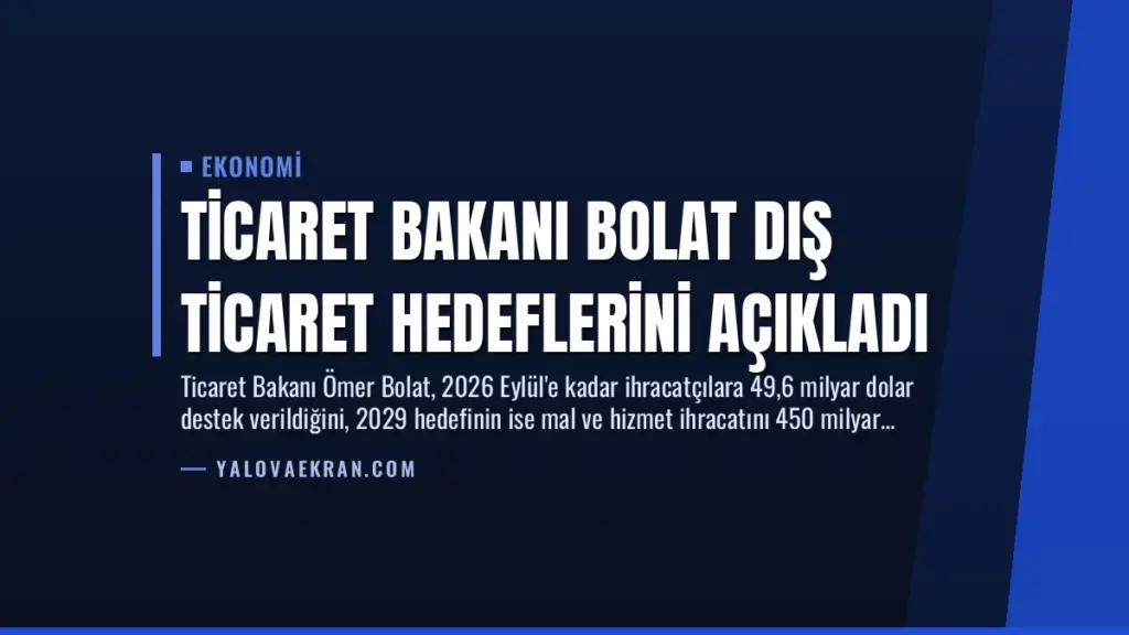 Ticaret Bakanı Bolat Dış Ticaret Hedeflerini Açıkladı